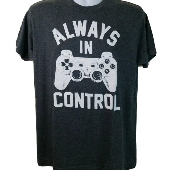 Official Playstation Always In Control DualShock Gray Tshirt Size Medium - Picture 1 of 4